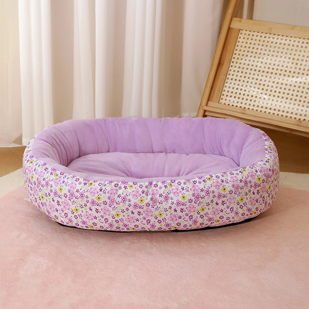 Floral All Season Dog Bed for French Bulldog Chihuahua Soft Cat Bed for Dogs Sleeping Puppy Pad Sofa Dog Bed Four Color Pet Pad