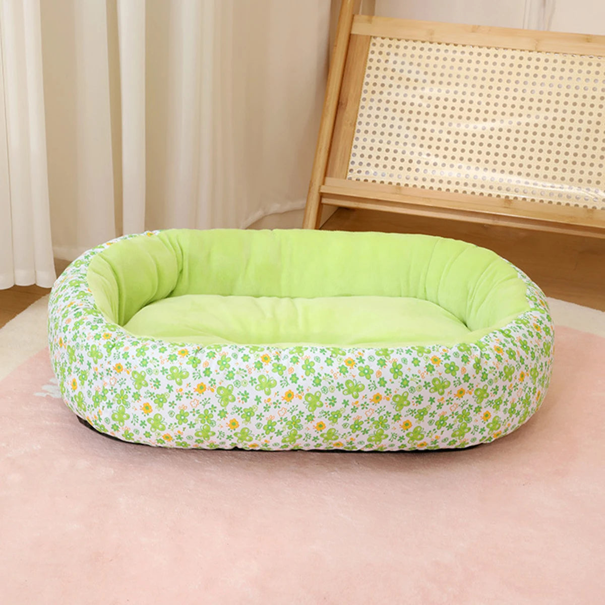 Floral All Season Dog Bed for French Bulldog Chihuahua Soft Cat Bed for Dogs Sleeping Puppy Pad Sofa Dog Bed Four Color Pet Pad