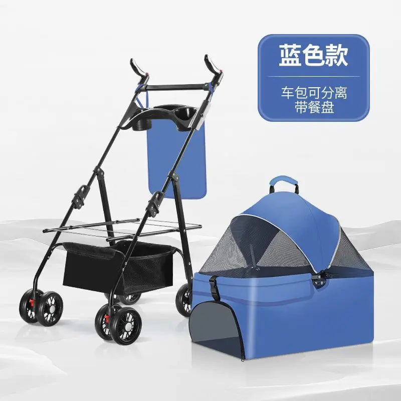 Pet Strollers Dog Cat Travel Trolley Bag Is Separated and Goes Out Small Dog Pull Cart Light and Foldable Pet Products
