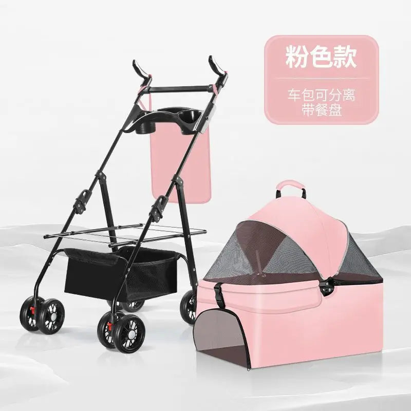 Pet Strollers Dog Cat Travel Trolley Bag Is Separated and Goes Out Small Dog Pull Cart Light and Foldable Pet Products