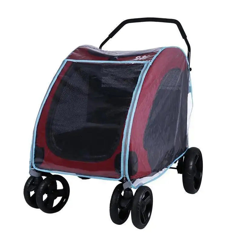 New Pet Strollers Dog Trailer Pet Trolley Small Dog Folding Trolley Raincoat Windshield