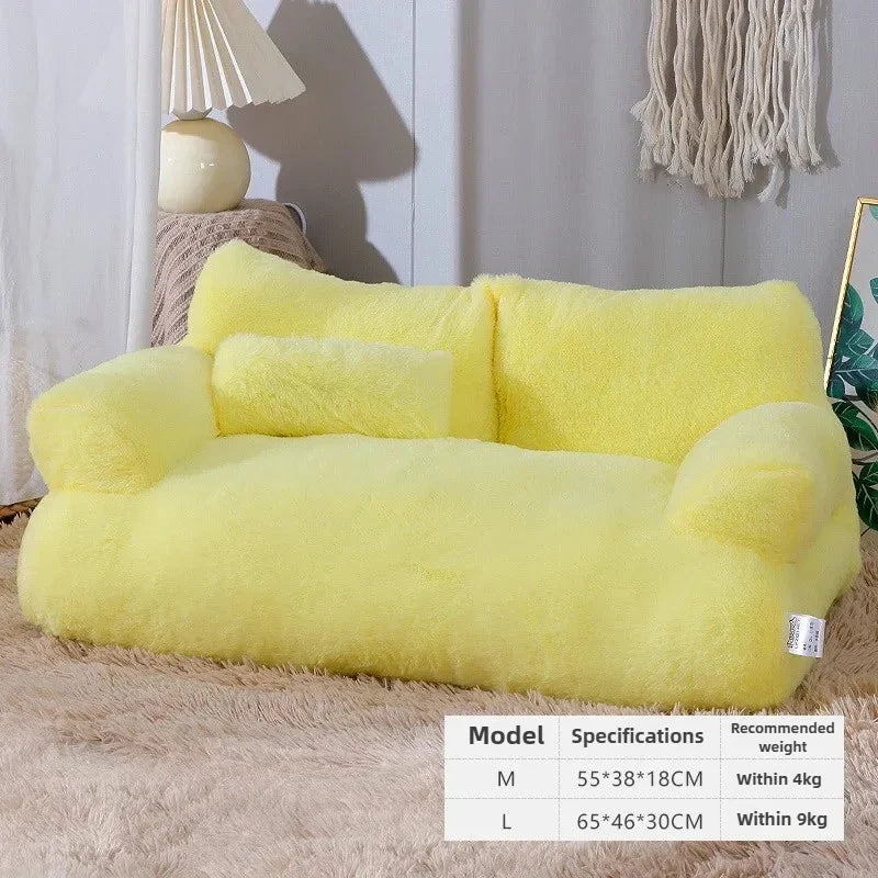 Universal Pet Bed for Winter Warm Cat Litter Sofa Bed Cushion Dog Kennel Large Supplies cat bed 【Send pillows】