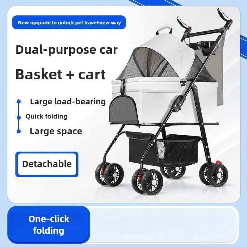 Pet Strollers Dog Cat Travel Trolley Bag Is Separated and Goes Out Small Dog Pull Cart Light and Foldable Pet Products