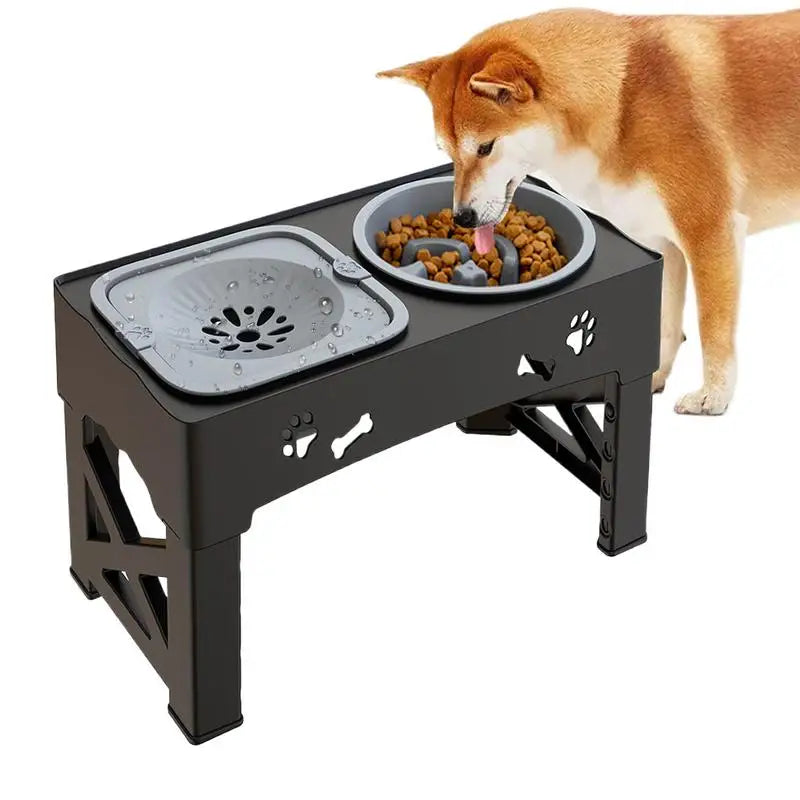 Dog Bowls Elevated Raised Dog Bowl Stand With Slow Feeder Bowl Pet Waterer Feeding Supplies For Small Medium Animal Kittens