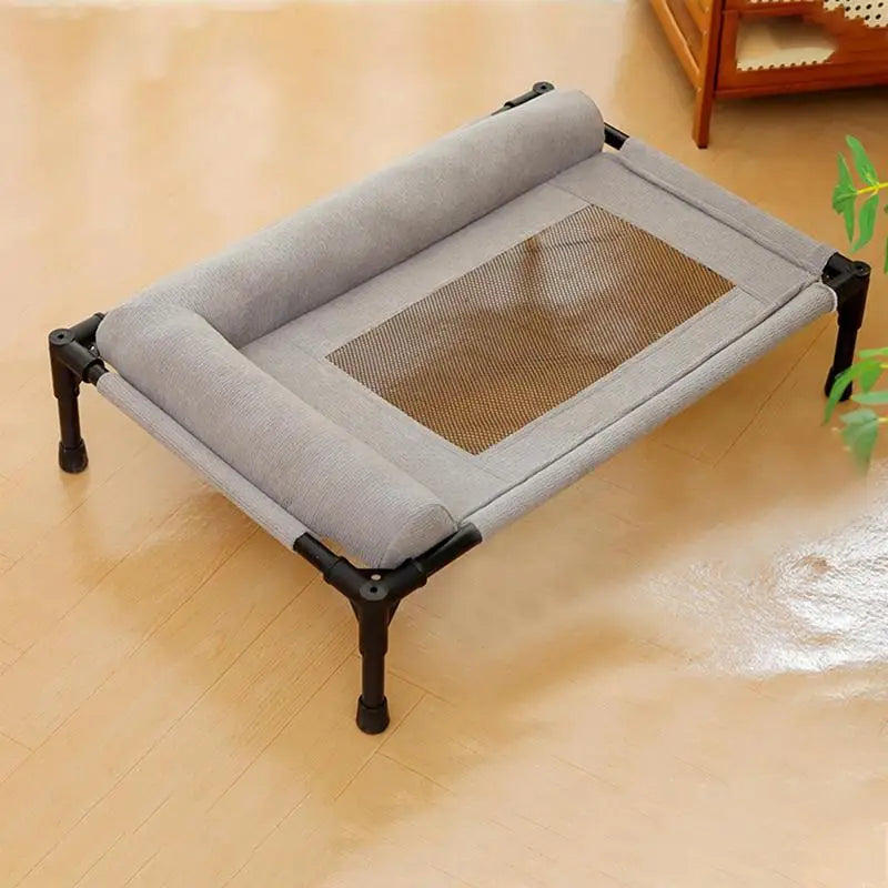 Dog Cot Cooling Dog Bed With Pillow And Breathable Mesh Washable Pet Furniture For Outdoor Indoor Camping Patio Sunbathing
