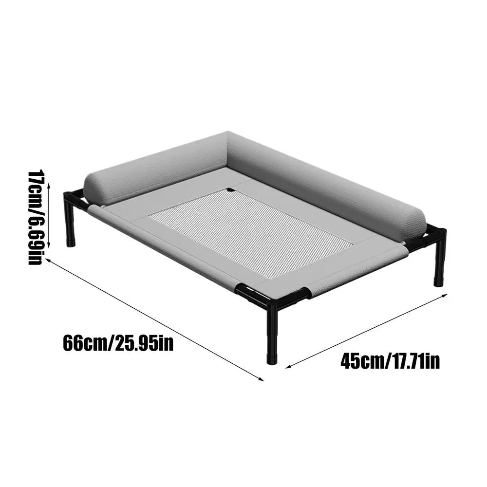 Dog Cot Cooling Dog Bed With Pillow And Breathable Mesh Washable Pet Furniture For Outdoor Indoor Camping Patio Sunbathing