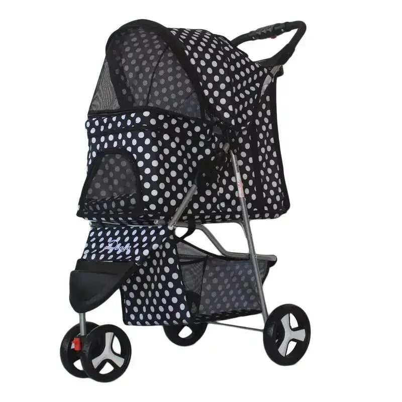 Lightweight Folding Pet Trolley Cat, Dog and Cart Three-wheeled Pet Cart Go Out Cart Supplies Dog Stroller