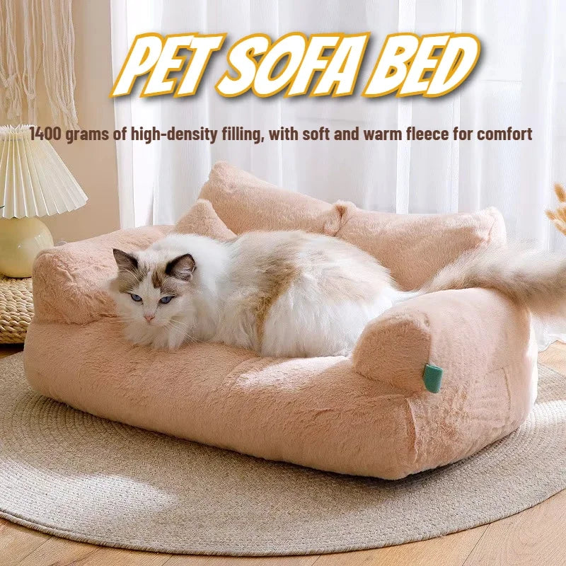 Universal Pet Bed for Winter Warm Cat Litter Sofa Bed Cushion Dog Kennel Large Supplies cat bed 【Send pillows】
