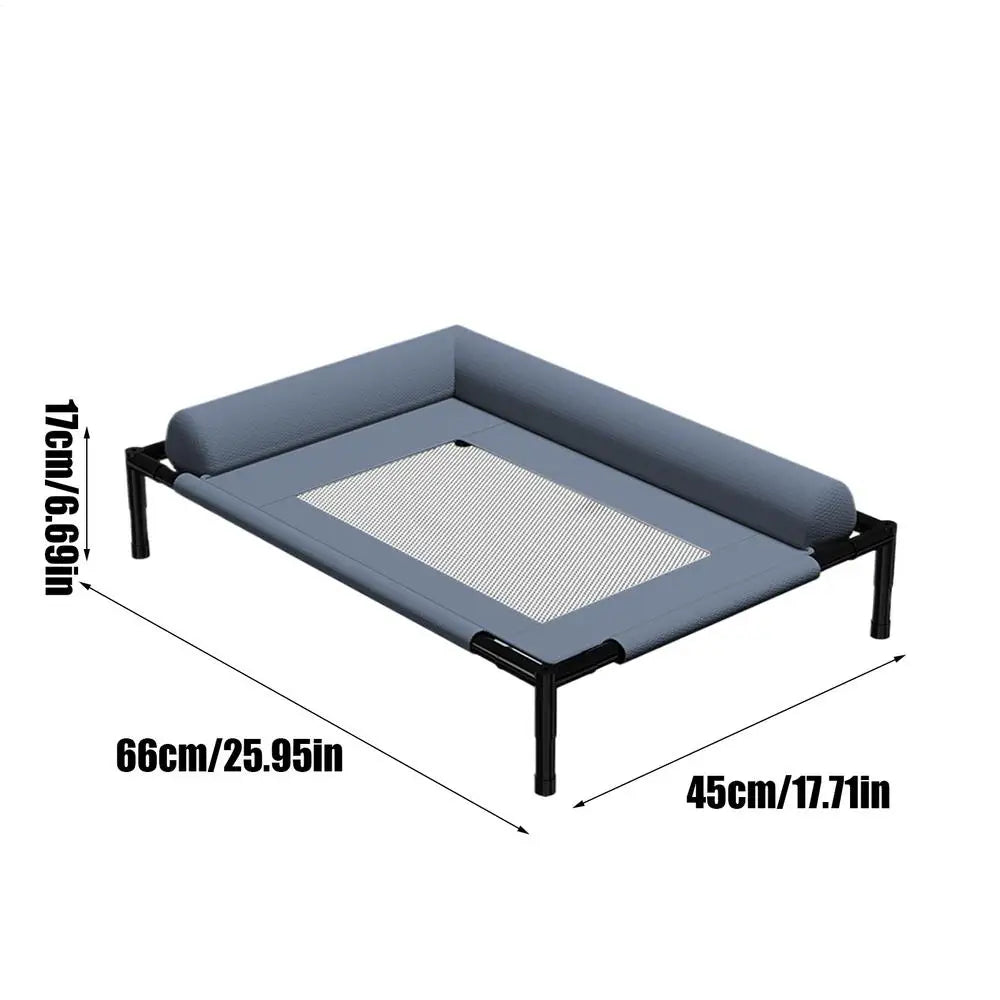 Dog Cot Cooling Dog Bed With Pillow And Breathable Mesh Washable Pet Furniture For Outdoor Indoor Camping Patio Sunbathing