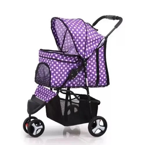 Lightweight Folding Pet Trolley Cat, Dog and Cart Three-wheeled Pet Cart Go Out Cart Supplies Dog Stroller